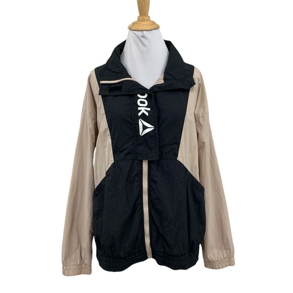Reebok Jacket Womens M Medium Colorblock Crossfit Retro Windbreaker Zip Up Mesh - Picture 1 of 16